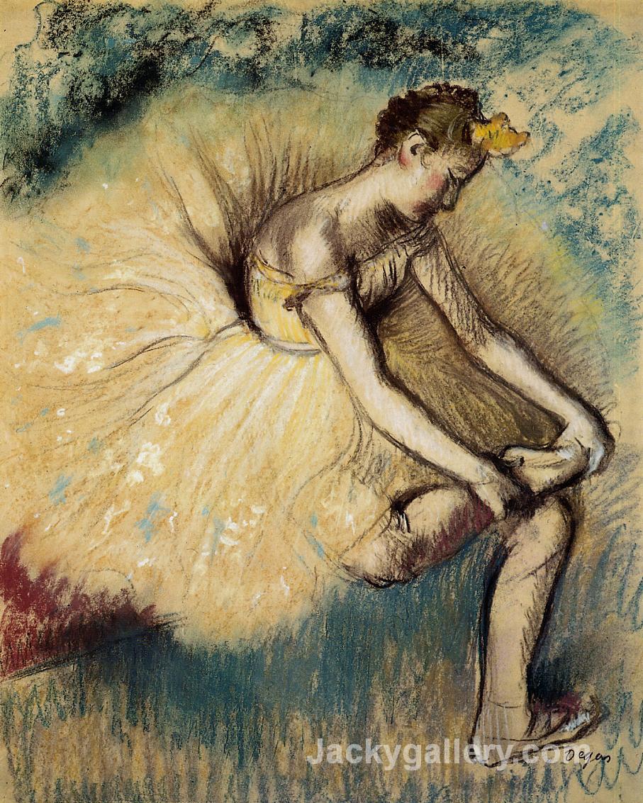 Dancer Putting on Her Slipper by Edgar Degas paintings reproduction